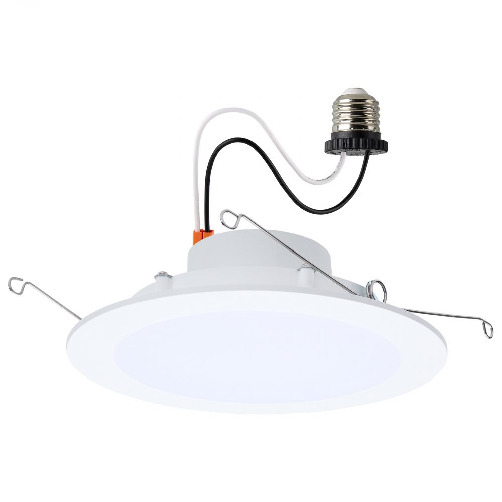 9.5 Watt; 6 Inch LED Downlight Retrofit; 27K/30K/35K/40K/50K CCT Selectable; Flat Wafer; Round;
