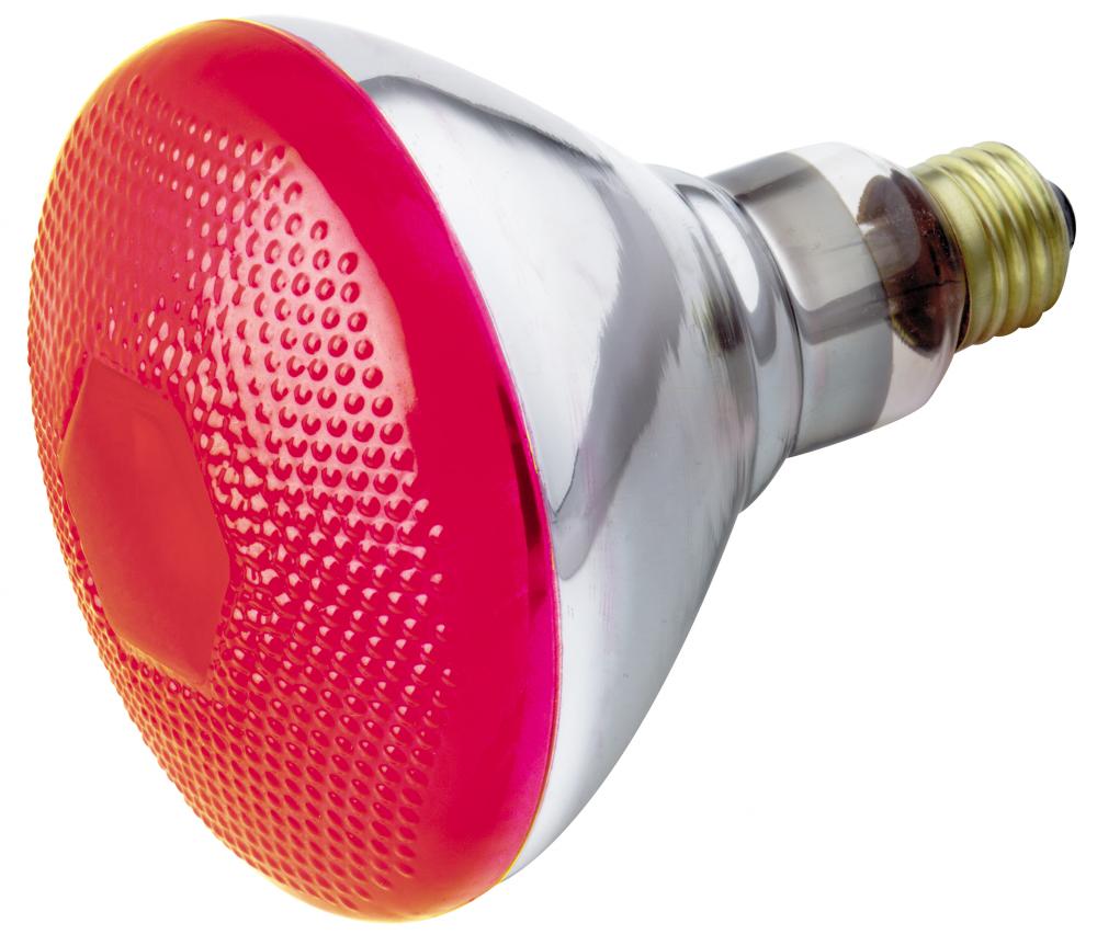 100 Watt BR38 Incandescent; Red; 2000 Average rated hours; Medium base; 120 Volt