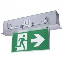 Satco Products Inc. 67/540 - Running Man Green Edge Lit Exit Sign; 120-347V; 2HR backup; Single/Dual Face; Premium Flush Recessed