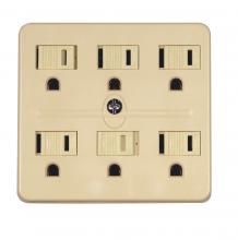 Satco Products Inc. 90/2630 - 6 Outlet Grounded Adapter; Ivory Finish; 15A-125V; 1875W