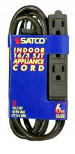 Satco Products Inc. 93/5044 - 6 Foot Extension Cord; Brown Finish; 16/3 SJT; Indoor Only; 13A-125V-1625W Rating