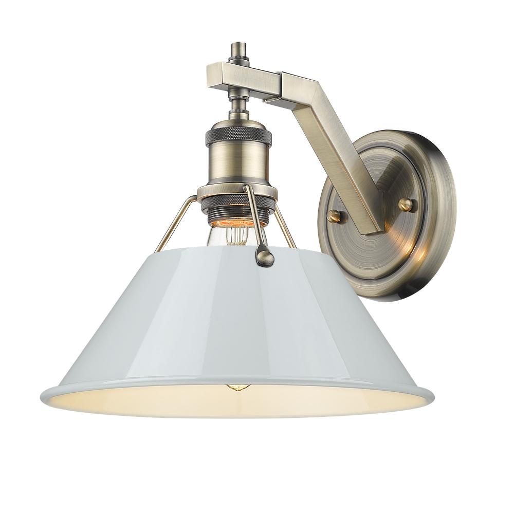 Orwell AB 1 Light Wall Sconce in Aged Brass with Dusky Blue shade