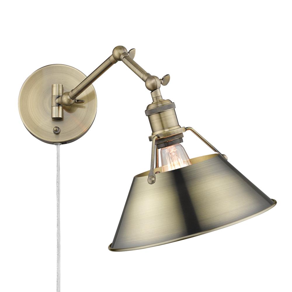 Orwell AB 1 Light Articulating Wall Sconce in Aged Brass with Aged Brass shade