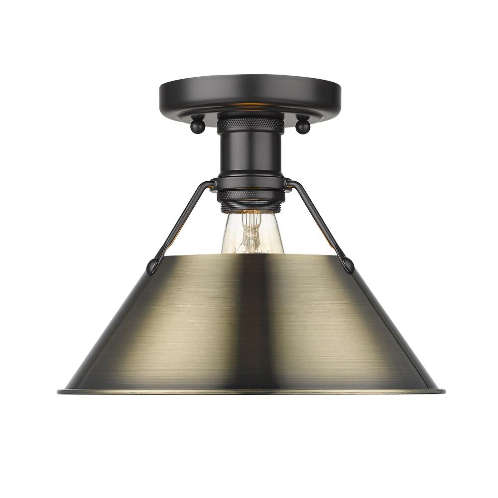 Orwell BLK Flush Mount in Matte Black with Aged Brass shade