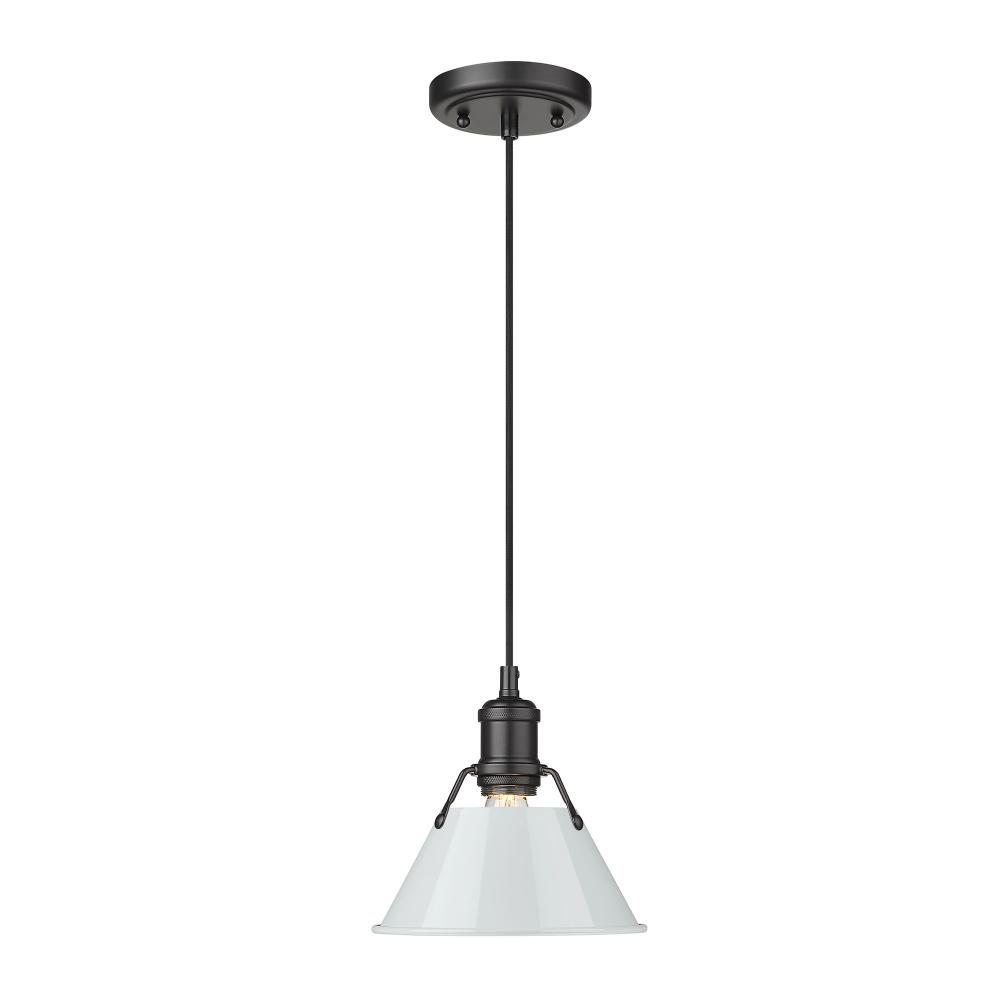Orwell BLK Small Pendant - 7 in Matte Black with Dusky Blue shade