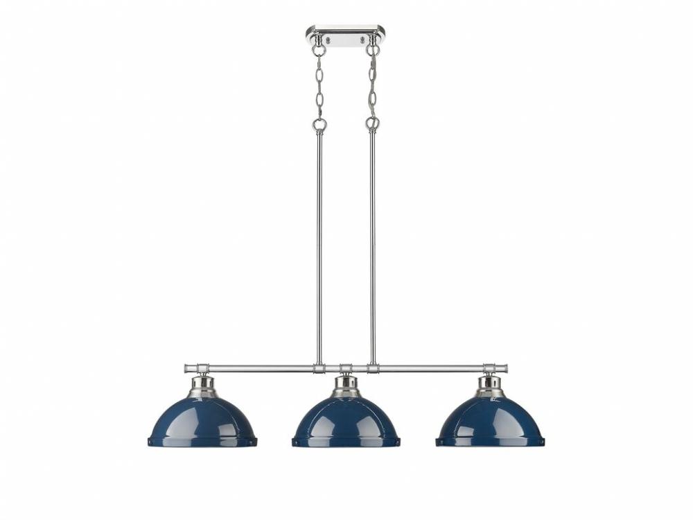 Duncan Small Pendant with Rod in Aged Brass with Matte Navy