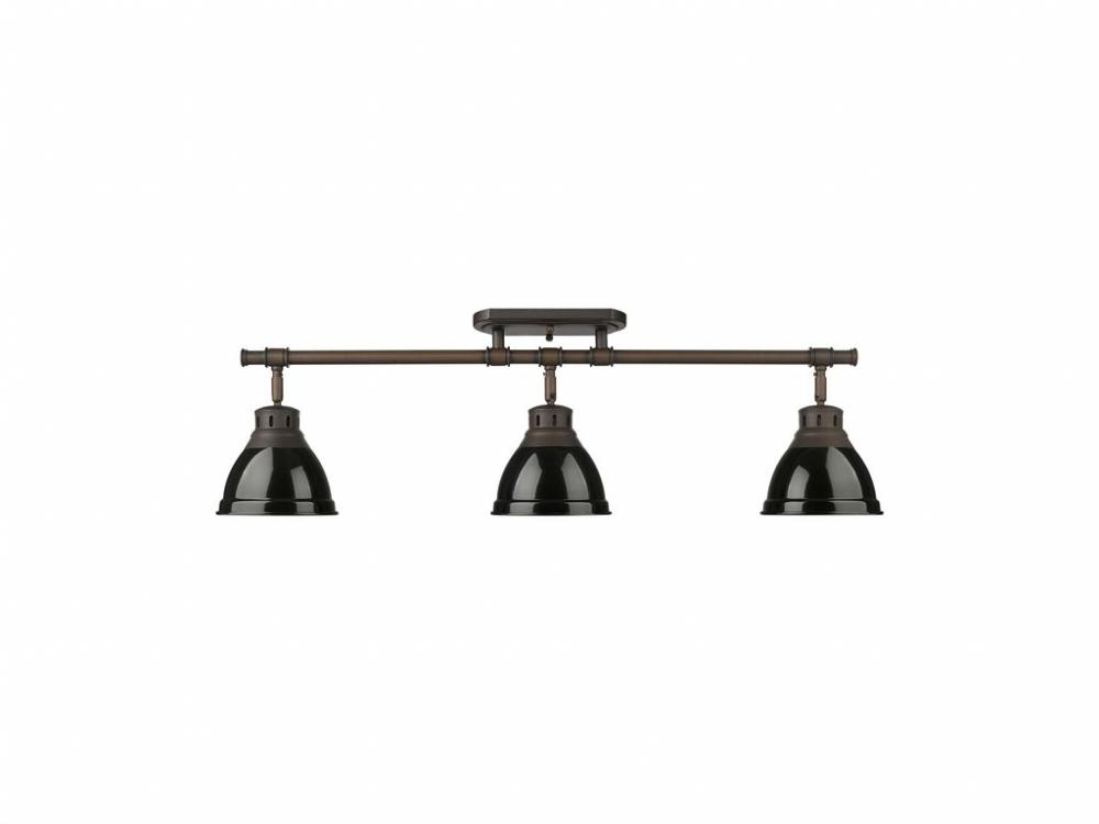 Duncan 3-Light Semi-Flush - Track Light in Rubbed Bronze with Black