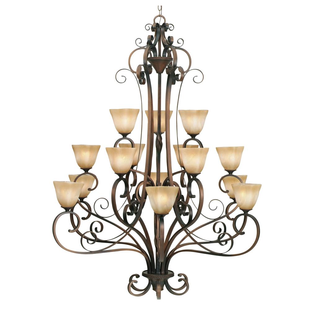 Meridian 3 Tier Chandelier in the Golden Bron