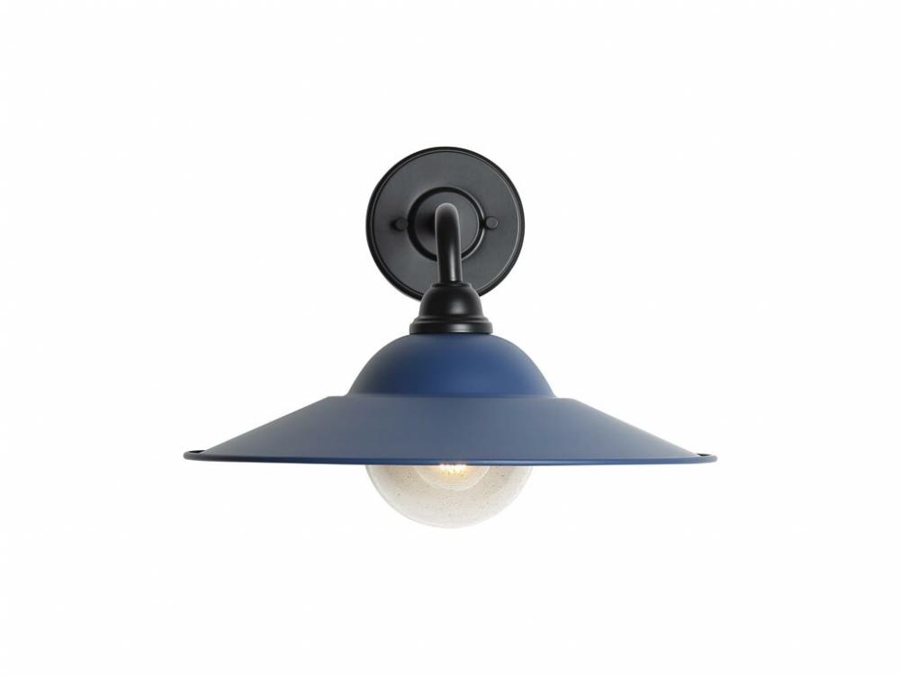 Croma 15" Wall Sconce - Outdoor in Matte Black with Matte Blue Shade