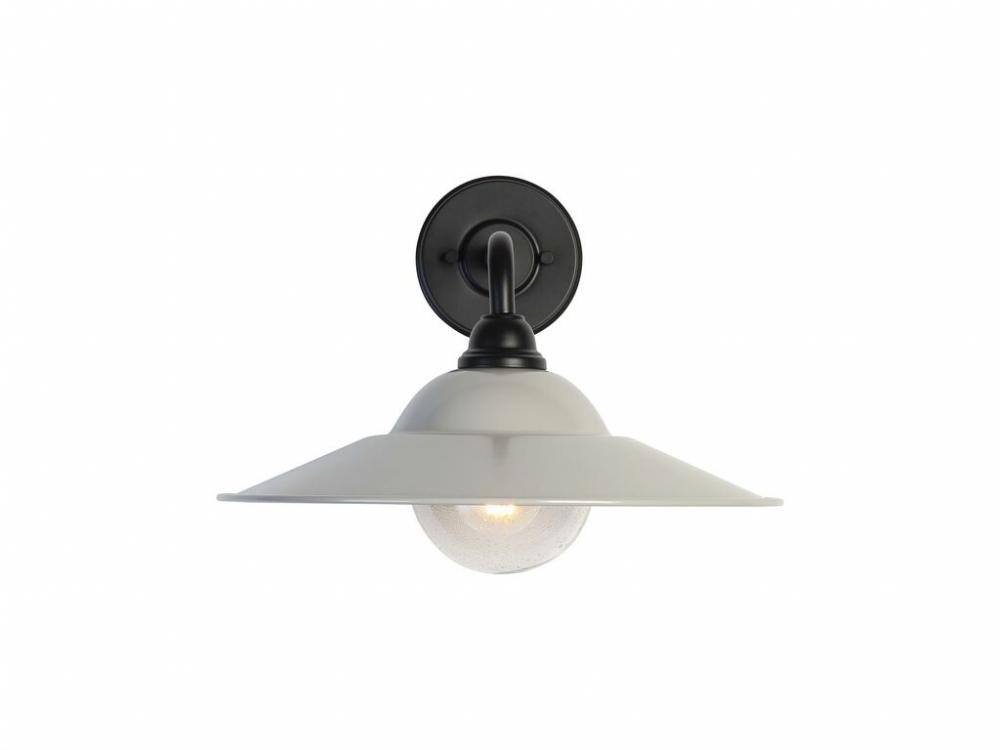 Croma 15" Wall Sconce - Outdoor in Matte Black with Matte Gray Shade