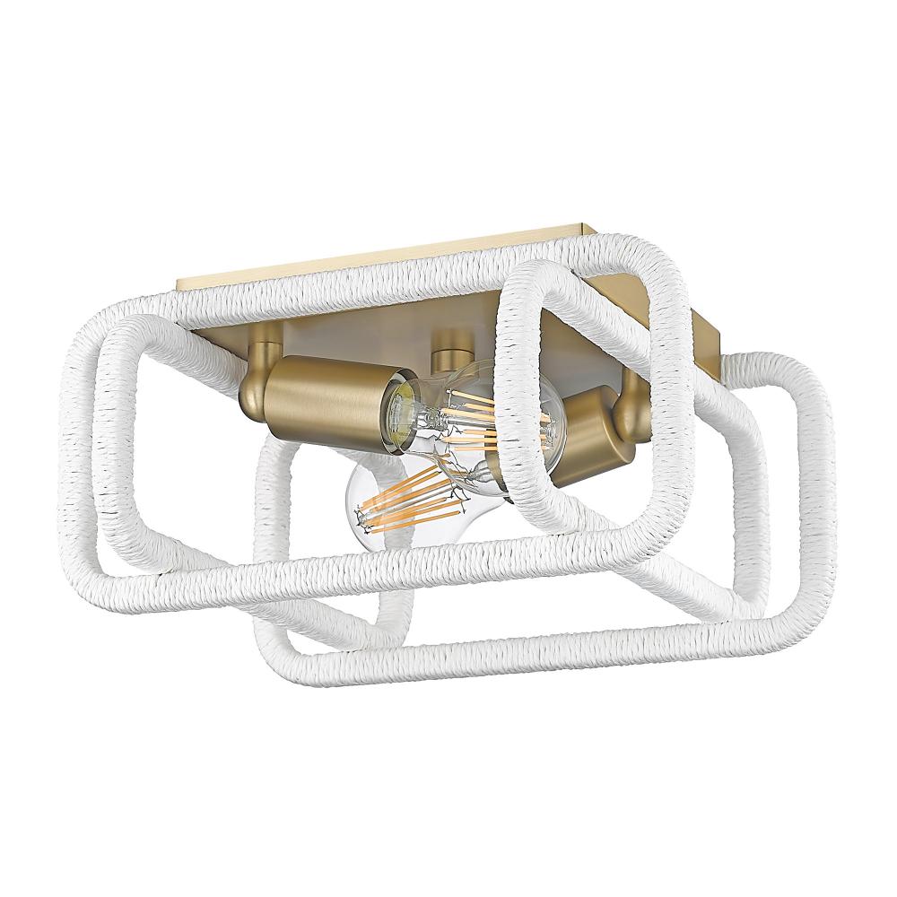 Camden BCB 2 Light Flush Mount in Brushed Champagne Bronze with Bleached White Raphia Rope Shade