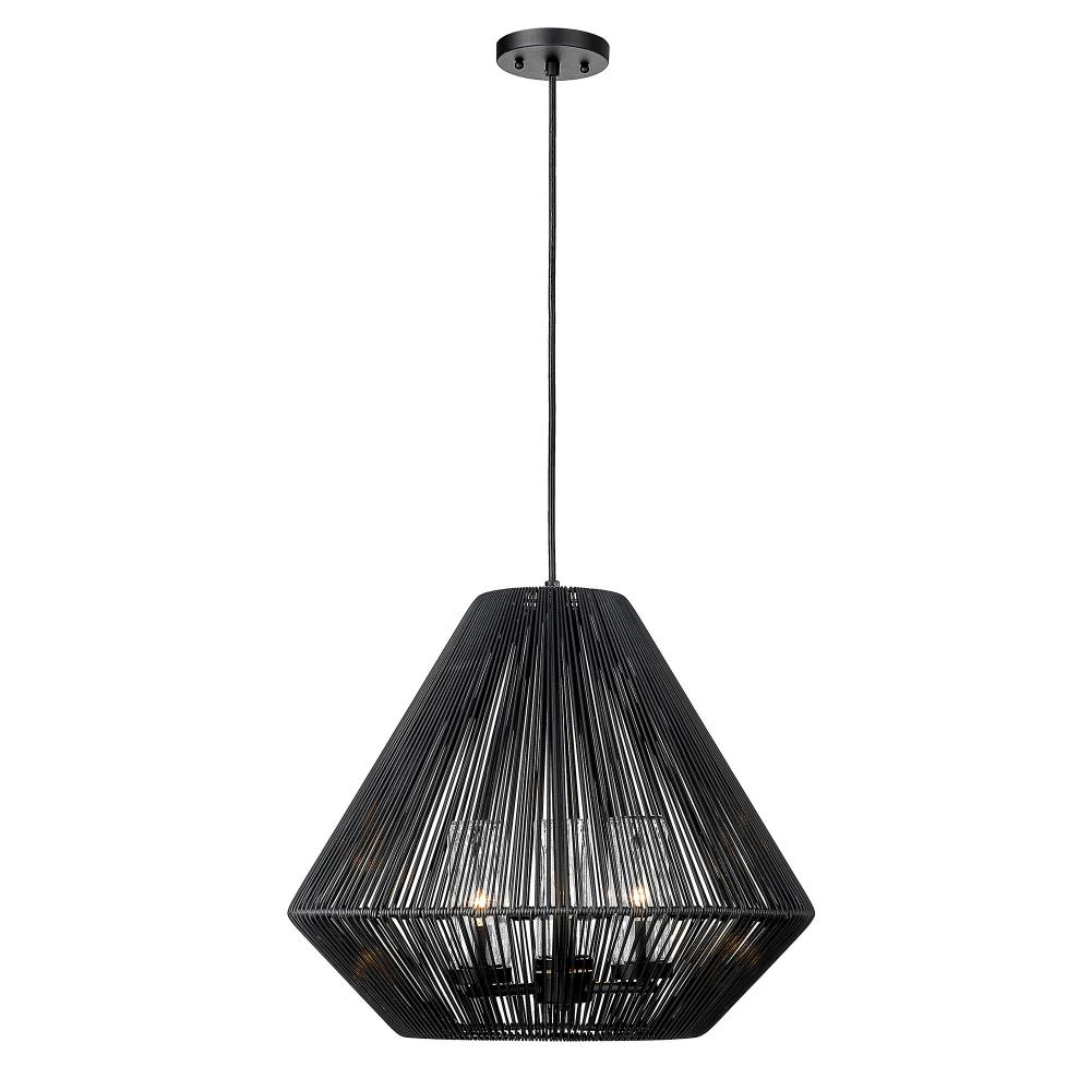 Valentina 3 Light Pendant - Outdoor in Natural Black with Matte Black Wicker Shade