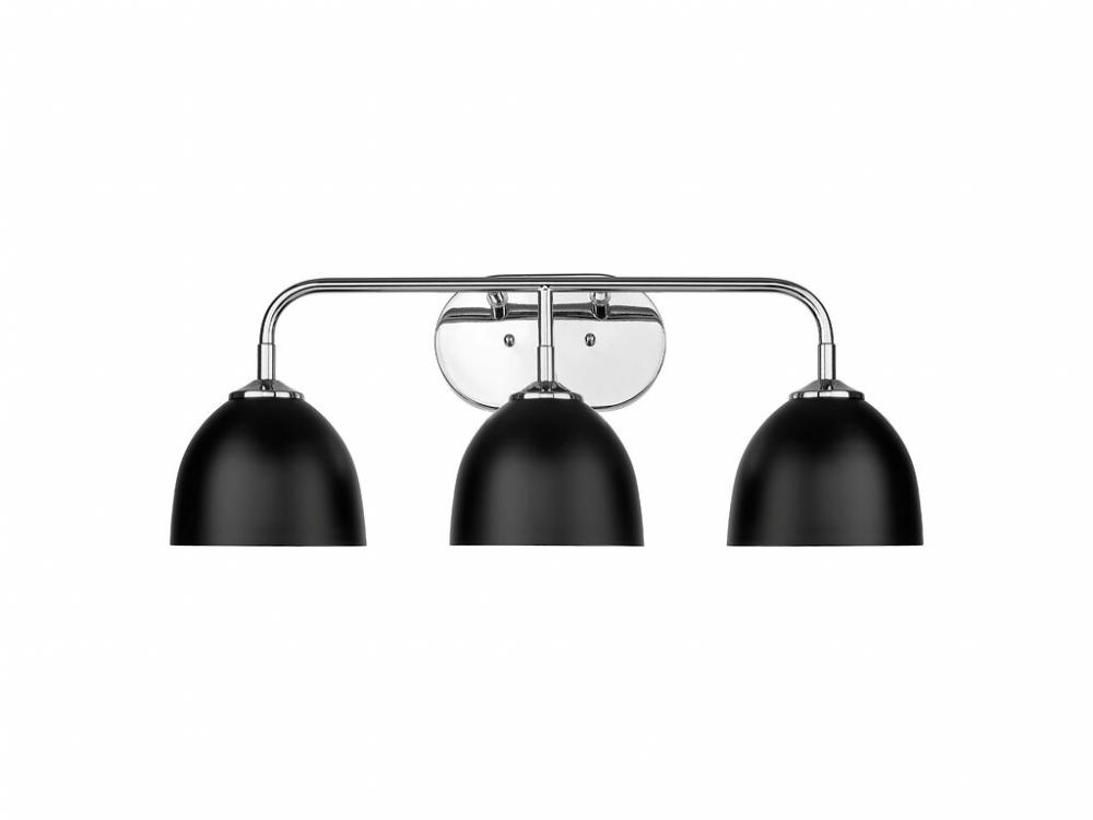 Zoey 3-Light Vanity Light in Chrome with Matte Black