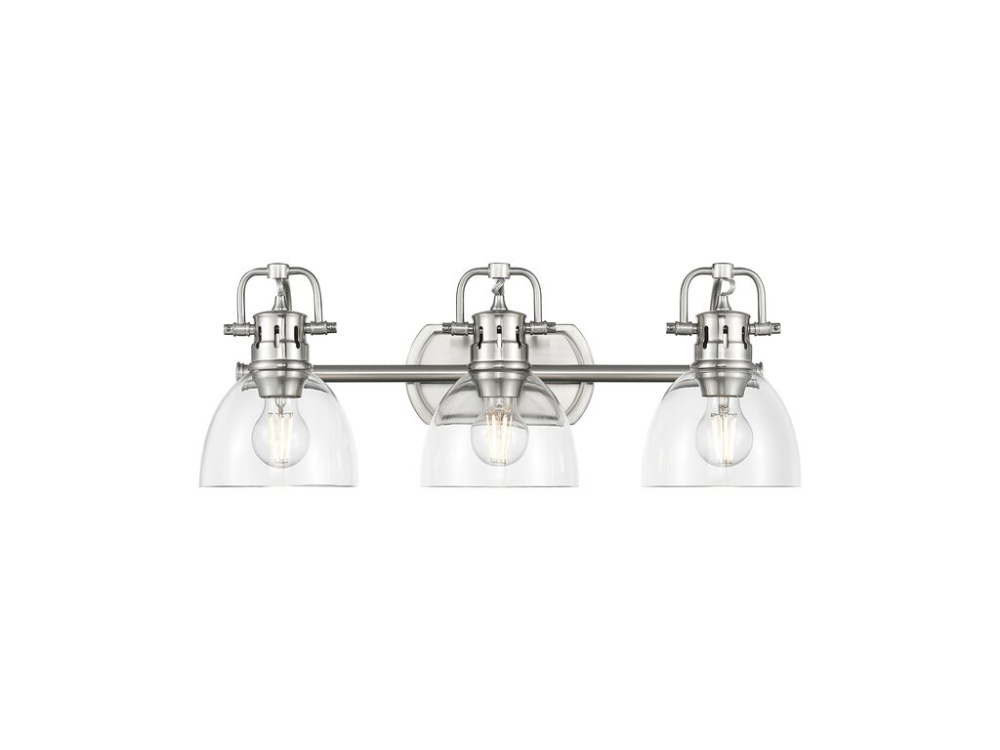 Duncan 3-Light Bath Vanity in Pewter with Clear Glass