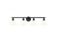 Golden 0305-BA4 BLK-VMG - Carver 4-Light Vanity Light in Matte Black with Vintage Milk Glass