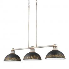 Golden 0865-3LP AGV-ABI - Kinsley Linear Pendant in Aged Galvanized Steel with Antique Black Iron Shade