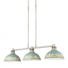 Golden 0865-3LP AGV-TEAL - Kinsley Linear Pendant in Aged Galvanized Steel with Antique Teal Shade