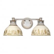 Golden 0865-BA2 AGV-AI - Kinsley 2 Light Bath Vanity in Aged Galvanized Steel with Antique Ivory Shade