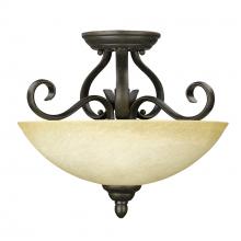 Golden 1567-SF PC - Riverton Semi-Flush in Peppercorn with Linen Swirl Glass