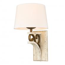Golden 1832-1W BC-CDW - Solay 1 Light Wall Sconce (Plug-in or Hardwire) in Burnished Chestnut with Ivory Linen Shade