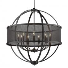 Golden 3167-9 BLK-BLK - Colson BLK 9 Light Chandelier (with Matte Black shade) in Matte Black