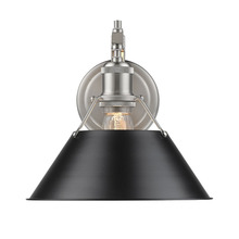 Golden 3306-1W PW-BLK - Orwell PW 1 Light Wall Sconce in Pewter with Matte Black shade