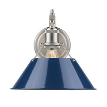 Golden 3306-1W PW-NVY - Orwell PW 1 Light Wall Sconce in Pewter with Matte Navy shade