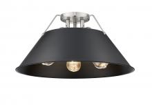 Golden 3306-3FM PW-BLK - Orwell PW 3 Light Flush Mount in Pewter with Matte Black shade