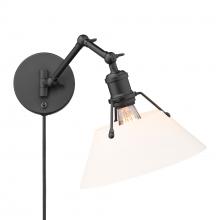 Golden 3306-A1W BLK-OP - Orwell BLK 1 Light Articulating Wall Sconce in Matte Black with Opal Glass