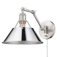 Golden 3306-A1W PW-CH - Orwell PW 1 Light Articulating Wall Sconce in Pewter with Chrome shade
