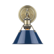 Golden 3306-BA1 AB-NVY - Orwell AB 1 Light Bath Vanity in Aged Brass with Matte Navy shade