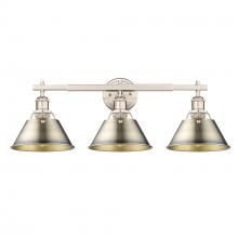 Golden 3306-BA3 PW-AB - Orwell PW 3 Light Bath Vanity in Pewter with Aged Brass shades