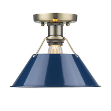 Golden 3306-FM AB-NVY - Orwell AB Flush Mount in Aged Brass with Matte Navy shade