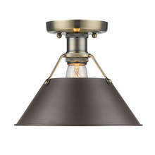 Golden 3306-FM AB-RBZ - Orwell AB Flush Mount in Aged Brass with Rubbed Bronze shade