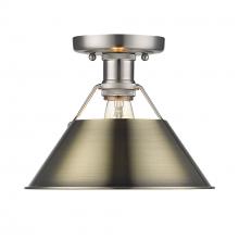 Golden 3306-FM PW-AB - Orwell PW Flush Mount in Pewter with Aged Brass shade
