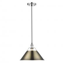 Golden 3306-L CH-AB - Orwell CH Large Pendant - 14 in Chrome with Aged Brass shade