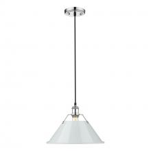 Golden 3306-L CH-DB - Orwell CH Large Pendant - 14 in Chrome with Dusky Blue shade