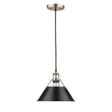 Golden 3306-M AB-BLK - Orwell AB Medium Pendant - 10" in Aged Brass with Matte Black shade