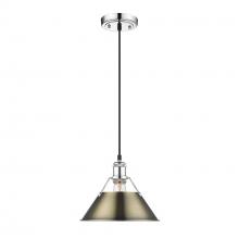 Golden 3306-M CH-AB - Orwell CH Medium Pendant - 10 in Chrome with Aged Brass shade