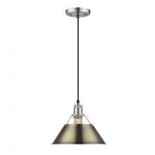 Golden 3306-M PW-AB - Orwell PW Medium Pendant - 10" in Pewter with Aged Brass shade