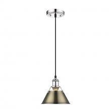 Golden 3306-S CH-AB - Orwell CH Small Pendant - 7 in Chrome with Aged Brass shade