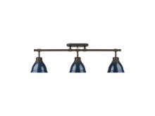 Golden 3602-3SF RBZ-NVY - Duncan 3-Light Semi-Flush - Track Light in Rubbed Bronze with Matte Navy