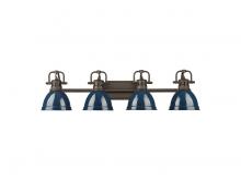 Golden 3602-BA4 RBZ-NVY - Duncan 4-Light Bath Vanity in Rubbed Bronze with Matte Navy