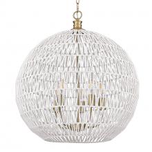 Golden 6933-5P BCB-WR - Florence BCB 5 Light Pendant in Brushed Champagne Bronze with Bleached White Raphia Rope Shade