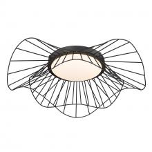 Golden 9136-FM24 NB-OP - Elena Flush Mount - 24" in Natural Black with Opal Glass Shade