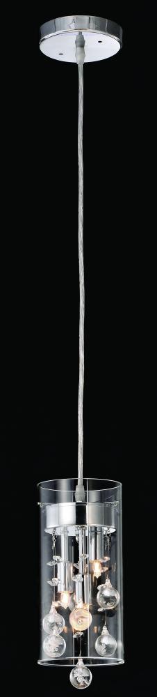 Glass-Encased Bubble Droplet Chrome Pendant