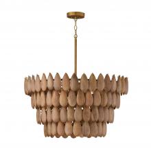 Capital 354442LW - 4-Light Pendant in Hand-distressed Patinaed Brass and Handcrafted Mango Wood