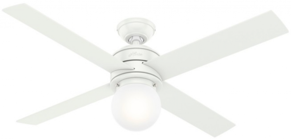 Hunter 52 inch Hepburn Matte White Ceiling Fan with LED Light Kit and Wall Control