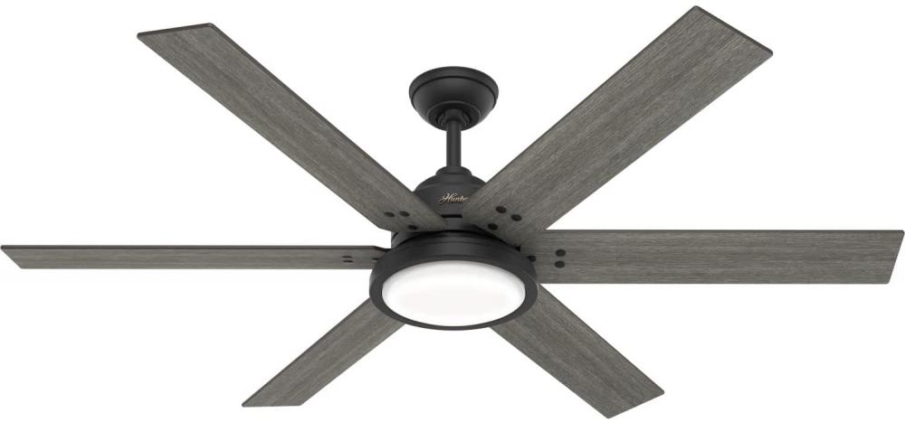 Hunter 60 inch Warrant Matte Black Ceiling Fan with LED Light Kit and Wall Control