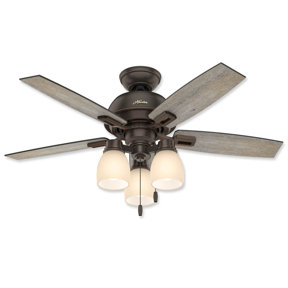 Hunter 44 inch Donegan Onyx Bengal Ceiling Fan with LED Light Kit and Pull Chain